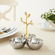 Load image into Gallery viewer, Gilded Leaf Triple Nut Bowl