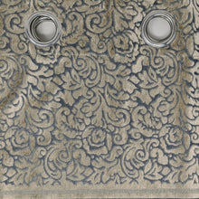 Charger l'image dans la galerie, Velvet Navy in Beige Genevieve Curtain | 56" by 96"