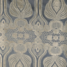 Charger l'image dans la galerie, Velvet Navy in Beige Genevieve Curtain | 56" by 96"