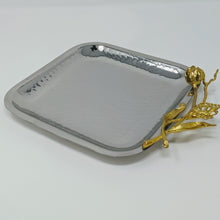 Load image into Gallery viewer, Gilded Flower Flat Square Tray | 12" Wide