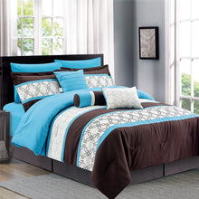 Load image into Gallery viewer, Teal Blue Luxury Comforter Set Bed in A Bag – 9 Piece Bed Sets – Ultra Soft Microfiber