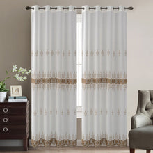 Load image into Gallery viewer, Brown Chili Embroidered Sheer Curtain | 56" By 90"