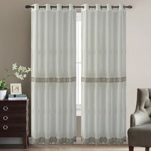 Load image into Gallery viewer, Smoke Chili Embroidered Sheer Curtain | 56" By 90"