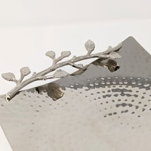 Load image into Gallery viewer, Stainless Steel Hammered Square Tray | Silver Trim 9" Wide