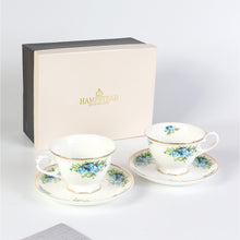 Load image into Gallery viewer, Blue Country Rose Cup and Saucer Set | Pair
