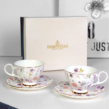 Load image into Gallery viewer, Purple Asters Cup and Saucer Set | Pair
