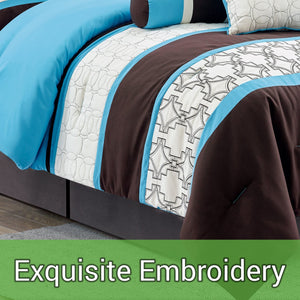 Teal Blue Luxury Comforter Set Bed in A Bag – 9 Piece Bed Sets – Ultra Soft Microfiber