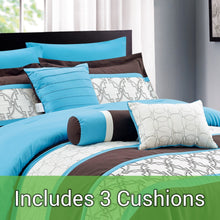 Load image into Gallery viewer, Teal Blue Luxury Comforter Set Bed in A Bag – 9 Piece Bed Sets – Ultra Soft Microfiber
