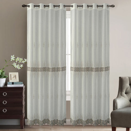 Smoke Chili Embroidered Sheer Curtain | 56
