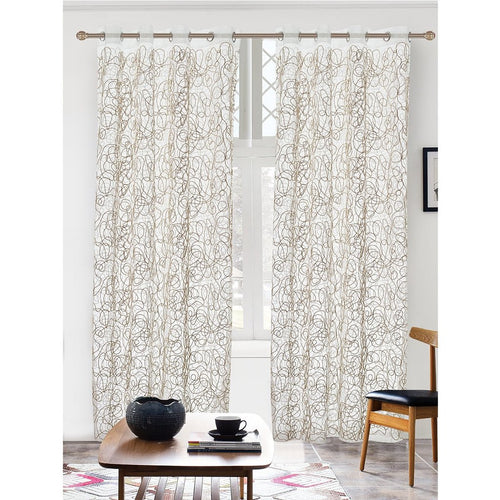 Gold on White Sydney Sheer Curtain | 60